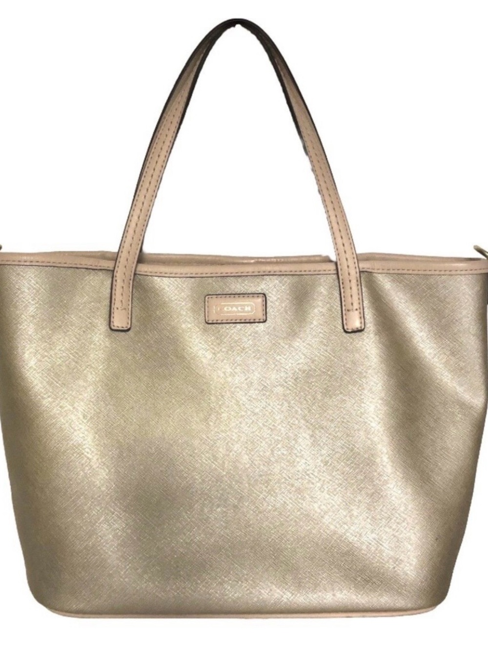 Coach Park Metro Tote H1376- F25663 Gold Saffiano Leather Bag Purse